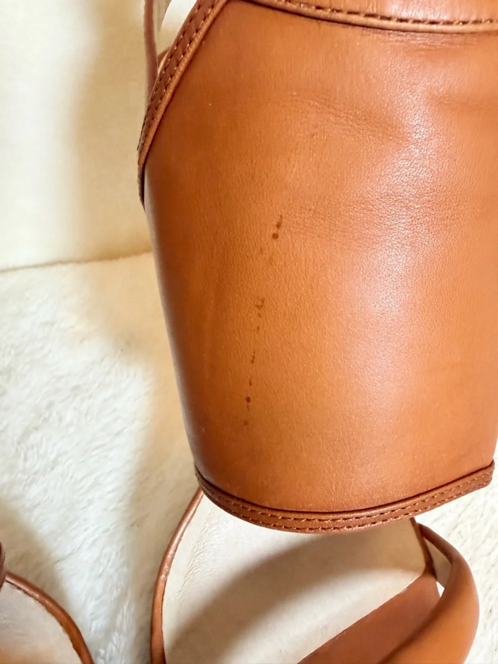 Michael Kors ASTA Cognac Leather High Heel Sandals - Picture 6 of 7